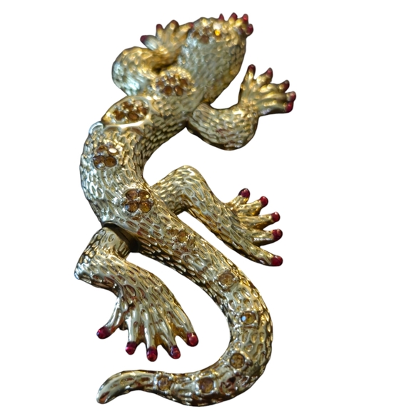 RARE HUTTON WILKINSON PAVE CRYSTAL LIZARD KOMADO DRAGON PIN Brooch - Picture 4 of 8